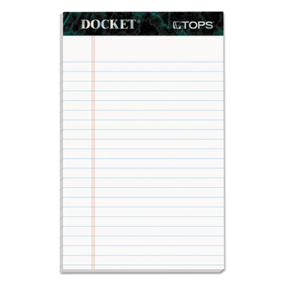 Docket Ruled Perforated Pads, Narrow Rule, 50 White 5 x 8 Sheets, 12/Pack