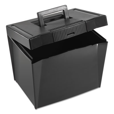 Portable Letter Size File Box, Letter Files, 13.5" x 10.25" x 10.88", Black