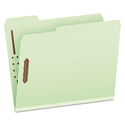 Heavy-Duty Pressboard Folders with Embossed Fasteners, 1/3-Cut Tabs, 1" Expansion, 2 Fasteners, Letter Size, Green, 25/Box