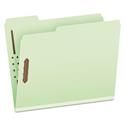 Heavy-Duty Pressboard Folders with Embossed Fasteners, 1/3-Cut Tabs, 1" Expansion, 2 Fasteners, Letter Size, Green, 25/Box