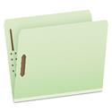 Heavy-Duty Pressboard Folders with Embossed Fasteners, Straight Tabs, 2" Expansion, 2 Fasteners, Letter Size, Green, 25/Box