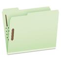 Heavy-Duty Pressboard Folders with Embossed Fasteners, 1/3-Cut Tabs, 2" Expansion, 2 Fasteners, Letter Size, Green, 25/Box