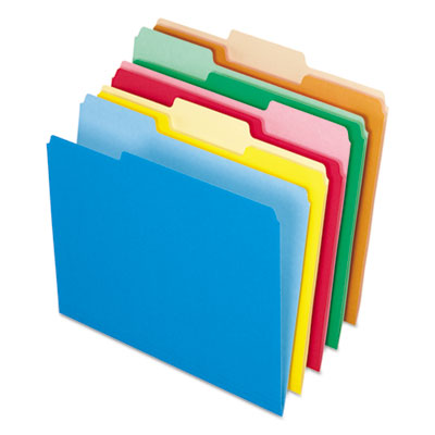 Interior File Folders, 1/3-Cut Tabs: Assorted, Letter Size, Assorted Colors: Blue/Green/Orange/Red/Yellow, 100/Box