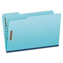 Heavy-Duty Pressboard Folders with Embossed Fasteners, 1/3-Cut Tabs, 1" Expansion, 2 Fasteners, Legal Size, Blue, 25/Box