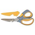 Titanium Bonded Workbench Shears, 8" Long, 3" Cut Length, Gray/Yellow Offset Handle