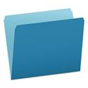 Colored File Folders, Straight Tabs, Letter Size, Blue/Light Blue, 100/Box