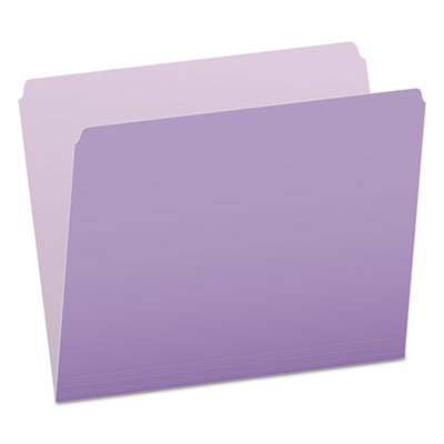 Colored File Folders, Straight Tabs, Letter Size, Lavender/Light Lavender, 100/Box