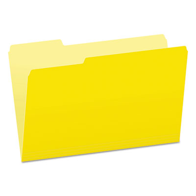 Colored File Folders, 1/3-Cut Tabs: Assorted, Legal Size, Yellow/Light Yellow, 100/Box