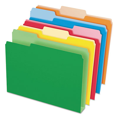 Double Stuff File Folders, 1/3-Cut Tabs: Assorted, Letter Size, Assorted Colors, 50/Pack