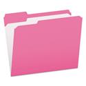 Double-Ply Reinforced Top Tab Colored File Folders, 1/3-Cut Tabs: Assorted, Letter Size, 0.75" Expansion, Pink, 100/Box