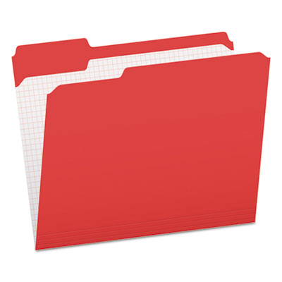 Double-Ply Reinforced Top Tab Colored File Folders, 1/3-Cut Tabs: Assorted, Letter Size, 0.75" Expansion, Red, 100/Box