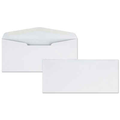 Business Envelope, #10, Commercial Flap, Diagonal Seam, Gummed Closure, 24 lb Bond Weight Paper, 4.13 x 9.5, White, 500/Box