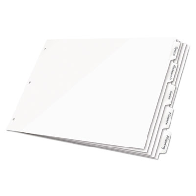 Write 'n Erase Tabloid Index Dividers, 5-Tab, 11 x 17, White, 1 Set