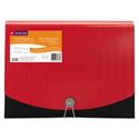 12-Pocket Poly Expanding File, 0.88" Expansion, 12 Sections, Cord/Hook Closure, 1/6-Cut Tabs, Letter Size, Black/Red