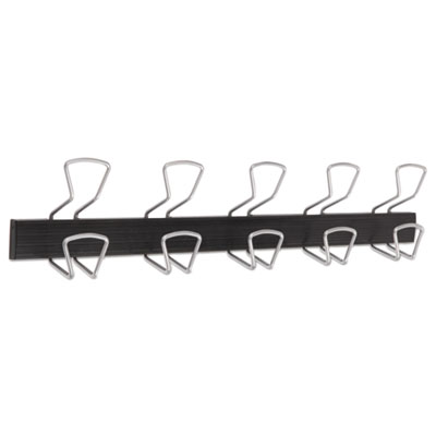 Wall-Mount Coat Hooks, 29.92 x 2.95 x 6.45, Metal, Silver, 22 lb Capacity