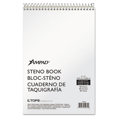 Steno Pads, Gregg Rule, Tan Cover, 80 Green-Tint 6 x 9 Sheets