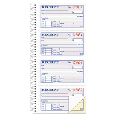 2-Part Receipt Book, Two-Part Carbonless, 4.75 x 2.75, 4 Forms/Sheet, 200 Forms Total