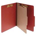 Pressboard Classification Folders, 2" Expansion, 1 Divider, 4 Fasteners, Letter Size, Earth Red Exterior, 10/Box