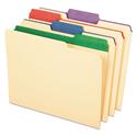 Color Tab File Folders, 1/3-Cut Tabs, Letter Size, Manila, 50/Box