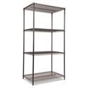 Wire Shelving Starter Kit, Four-Shelf, 36w x 24d x 72h, Black Anthracite