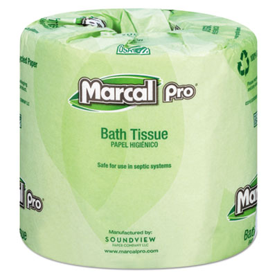 100% Recycled Bathroom Tissue, Septic Safe, 2-Ply, White, 240 Sheets/Roll, 48 Rolls/Carton