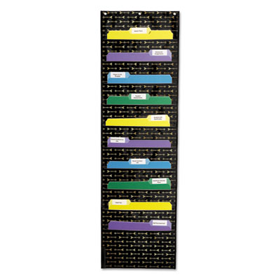 Storage Pocket Chart, 10 Pockets, 14 x 47, Black