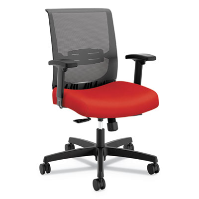 Convergence Mid-Back Task Chair, Synchro-Tilt and Seat Glide, Supports Up to 275 lb, Red Seat, Black Back/Base