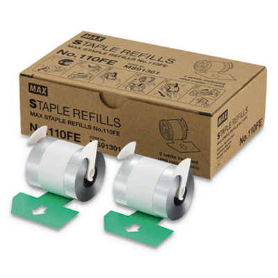 Staple Refills No.110FE, 0.56" Leg, 0.5" Crown, Silver, 4,000/Cartridge, 2 Cartridges/Box, 8,000/Box