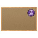 Economy Cork Board with Oak Frame, 48" x 36", Tan Surface, Oak Finished Fiberboard (MDF) Frame