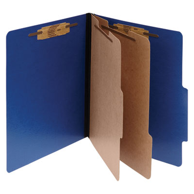 ColorLife PRESSTEX Classification Folders, 3" Expansion, 2 Dividers, 6 Fasteners, Letter Size, Dark Blue Exterior, 10/Box