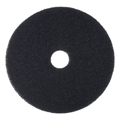 Stripping Floor Pads, 15" Diameter, Black, 5/Carton