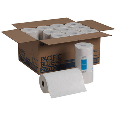 Pacific Blue Select Two-Ply Perforated Paper Kitchen Roll Towels, 2-Ply, 11 x 8.8, White, 250/Roll, 12 Rolls/Carton