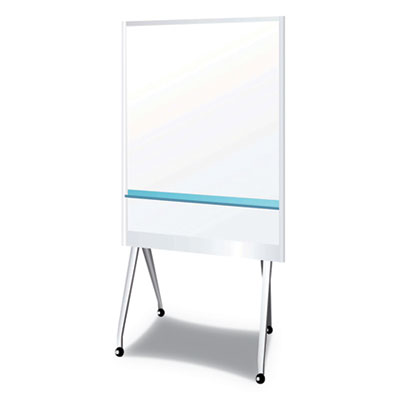 Mobile Partition Board, 38.3" x 70.8", White Surface, Light Gray Aluminum Frame