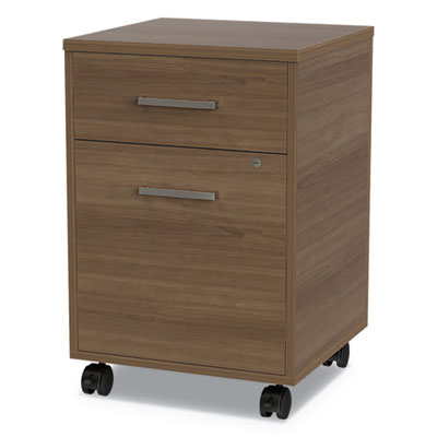 Urban Mobile File Pedestal, Left or Right, 2-Drawers: Box/File, Legal/A4, Natural Walnut, 16" x 15.25" x 23.75"