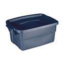 Roughneck Storage Box, 3 gal, 10.63" x 15.69" x 7", Dark Indigo Metallic