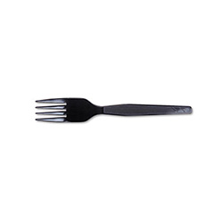 Plastic Cutlery, Heavy Mediumweight Forks, Black, 1,000/Carton