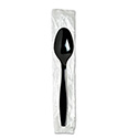 Individually Wrapped Heavyweight Teaspoons, Polystyrene, Black 1,000/Carton