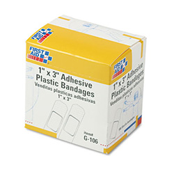 Plastic Adhesive Bandages, 1 x 3, 100/Box