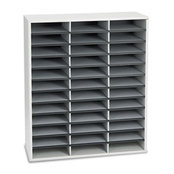 Literature Organizer, 36 Letter Compartments, 29 x 11.88 x 34.69, Dove Gray