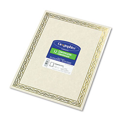 Foil Stamped Award Certificates, 8.5 x 11, Gold Serpentine with White Border, 12/Pack