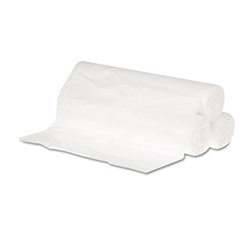 High Density Can Liners, 10 gal, 6 microns, 24" x 23", Natural, 50 Bags/Roll, 20 Rolls/Carton