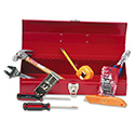 16-Piece Light-Duty Office Tool Kit, Metal Box, Red