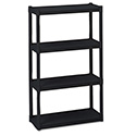 Rough n Ready Open Storage System, Four-Shelf, Injection-Molded Polypropylene, 32w x 13d x 54h, Black