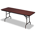 OfficeWorks Commercial Wood-Laminate Folding Table, Rectangular, 72" x 30" x 29", Mahogany