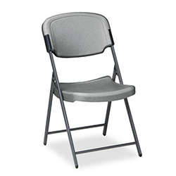 Rough n Ready Commercial Folding Chair, Supports Up to 350 lb, 15.25" Seat Height, Charcoal Seat, Charcoal Back, Silver Base