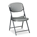 Rough n Ready Commercial Folding Chair, Supports Up to 350 lb, 15.25" Seat Height, Charcoal Seat, Charcoal Back, Silver Base