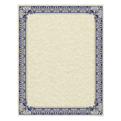 Parchment Certificates, Retro, 8.5 x 11, Ivory with Blue/Silver Foil Border, 50/Pack