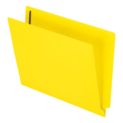 Colored Reinforced End Tab Fastener Folders, 0.75" Expansion, 2 Fasteners, Letter Size, Yellow Exterior, 50/Box