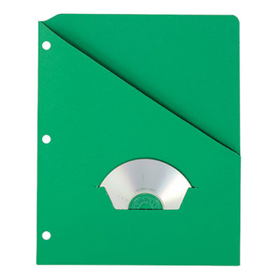 Slash Pocket Project Folders, 3-Hole Punched, Straight Tab, Letter Size, Green, 25/Pack