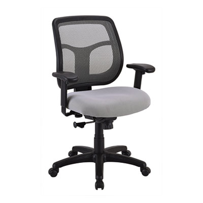 Apollo Mid-Back Mesh Chair, 18.1" to 21.7" Seat Height, Silver Seat, Silver Back, Black Base